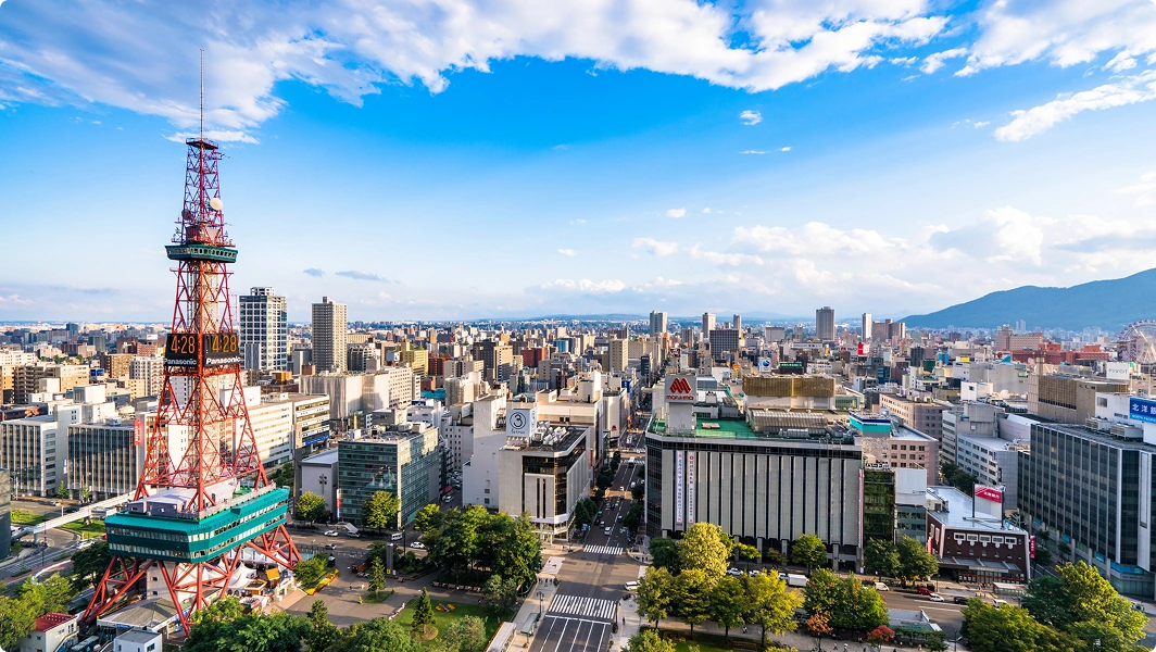 さっぽろテレビ塔と札幌市街の眺望